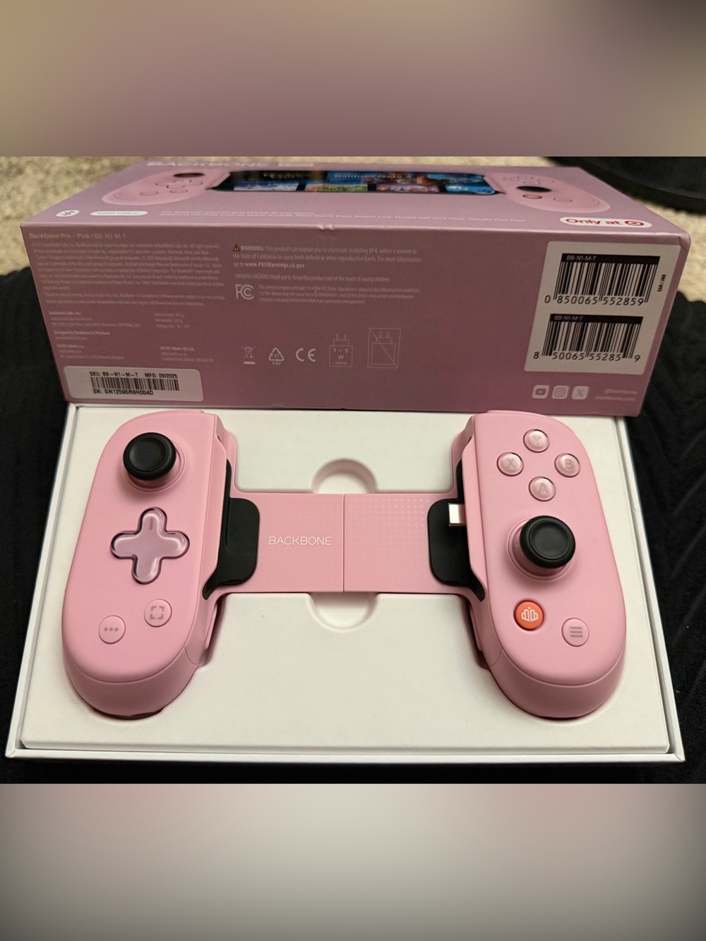 Backbone Pro Pink Mobile Gaming Controller USB-C iPhone Android